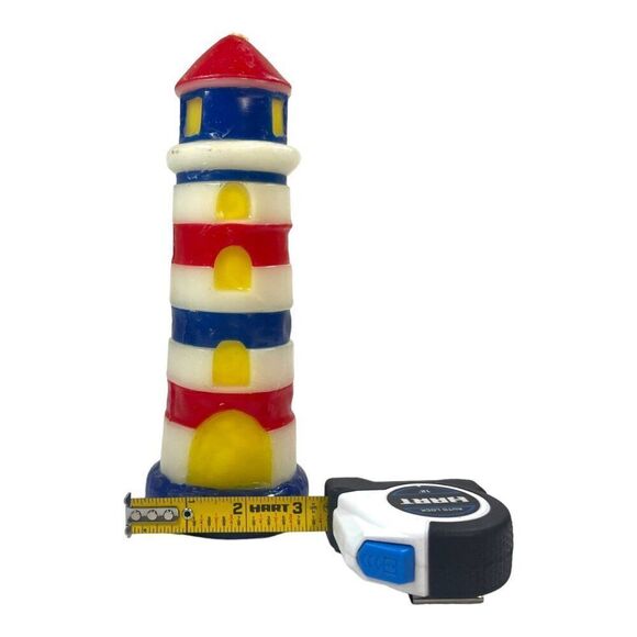 Sonoma Lighthouse Shaped Candle 80 Hour Burn Retro Stripes Red White Blue READ - Picture 10 of 10